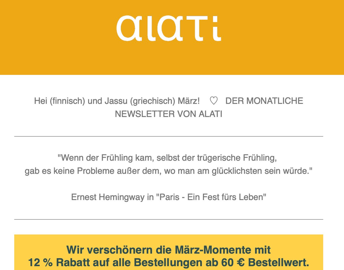 Unser schöner monatlicher Newsletter 🐚