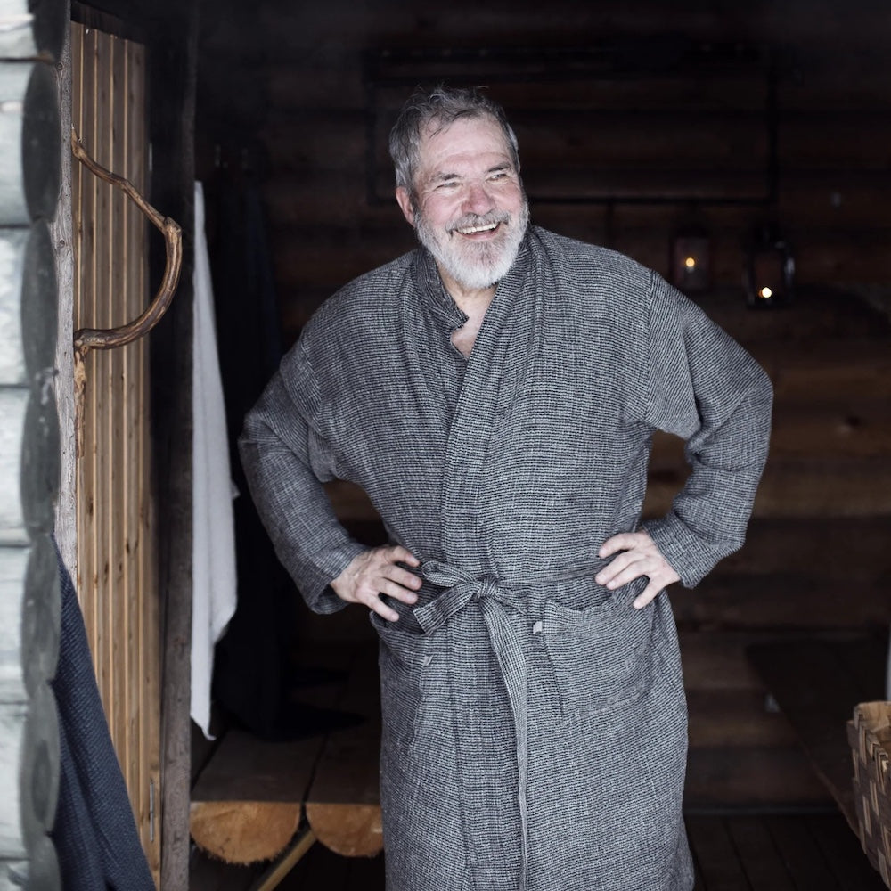 TERVA Bademantel Leinen-Tencel-Baumwolle von Lapuan Kankurit, black-linen