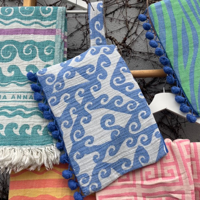 Clutch Strandtäschchen POSIDI Blau-Weiß