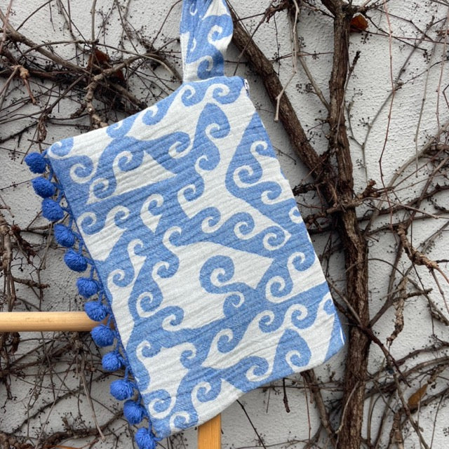 Clutch Strandtäschchen POSIDI Blau-Weiß