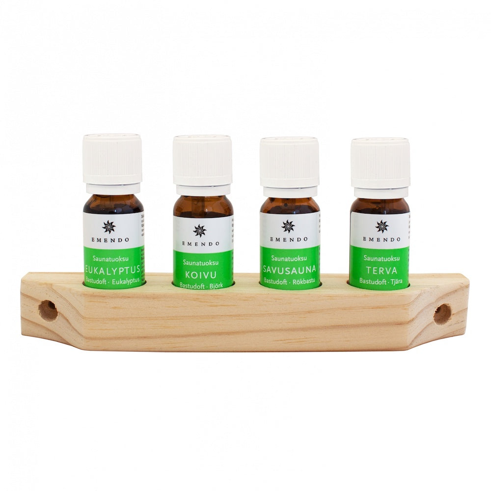 Saunaufgüsse Birke, Eukalyptus, Rauchsauna, Teer - im Set von Emendo 4 x 10 ml