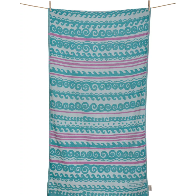 Strandtuch YIALOS Petrol-Rosa