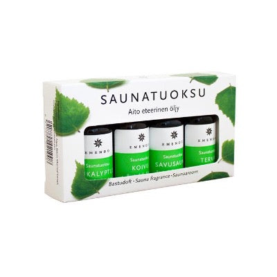 Saunaufgüsse Birke, Eukalyptus, Rauchsauna, Teer - im Set von Emendo 4 x 10 ml